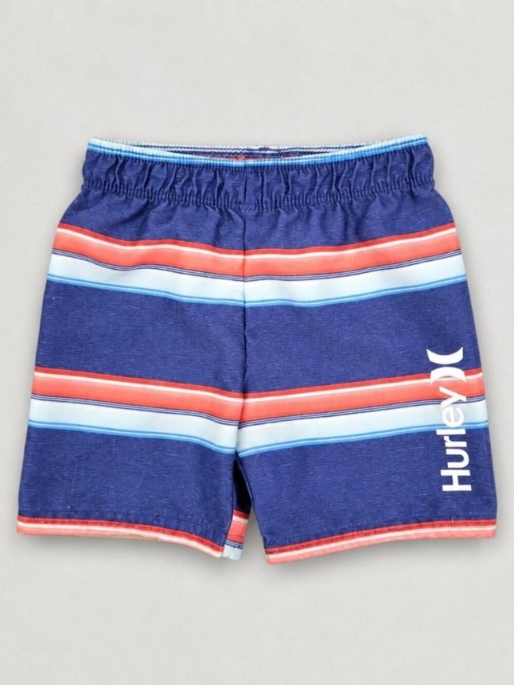 Hurley Blue Red & White Striped Child Swim Trunks